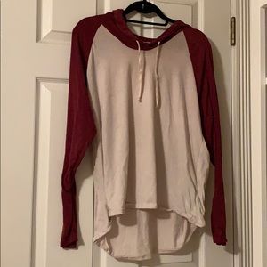 Charlotte Russe red and white long sleeve w/ hood